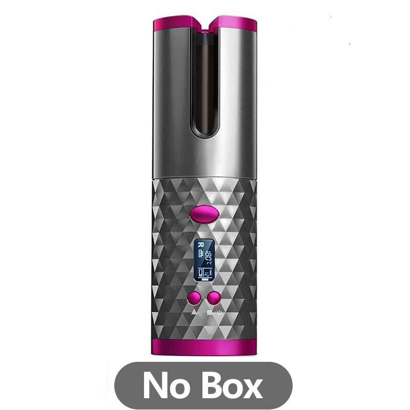 Auto Ceramic Wireless Curling Iron Hair Waver Tongs Beach Waves Iron Curling Wand Air Curler USB Cordless Automatic Hair Curler: Gray No Box