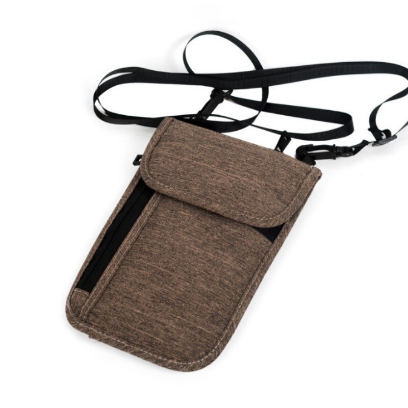 Travel Hanging Passport Bag Women Men Multifunction Waterproof Passport ID Holder Protective Cover: dark gray