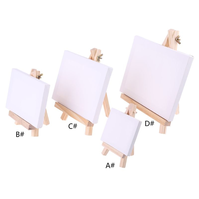 Mini Canvas and Natural Wood Easel Set For Art Painting Drawing Craft Supply
