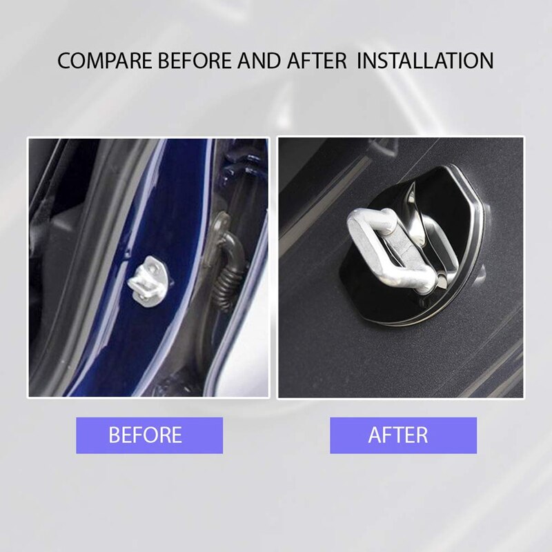 Pattern Car Door Lock Striker Buckle Cap Protection for Tesla Model 3 (4 Pcs - No Word)