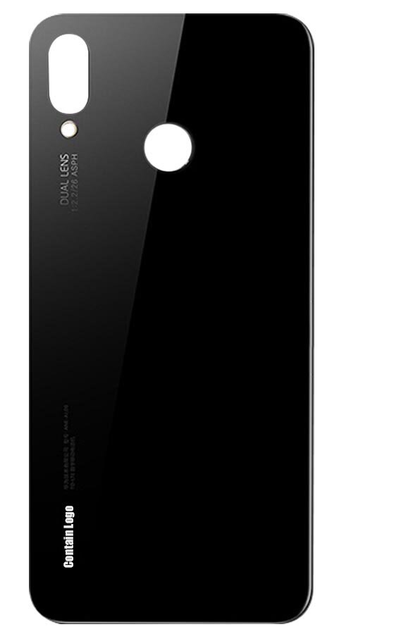 Funda trasera de cristal para Huawei P20 lite, protector de batería con lente de cámara para Huawei P20 Lite Nova 3e: Black No Lens