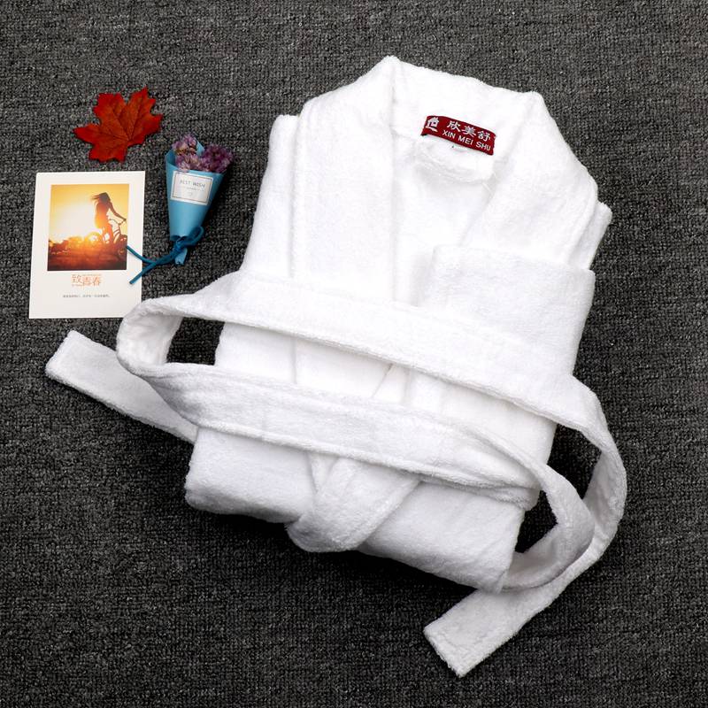 Cotton Winter Bathobes Men Warm Robe Long Mens Bathrobe Male Dressing Gown Homewear Pijama Male Kimono robe Size XL: WHITE / L