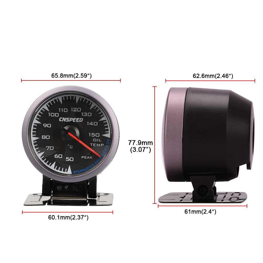For 2.5 inch (60mm) universal seven color shark dial oil temperature