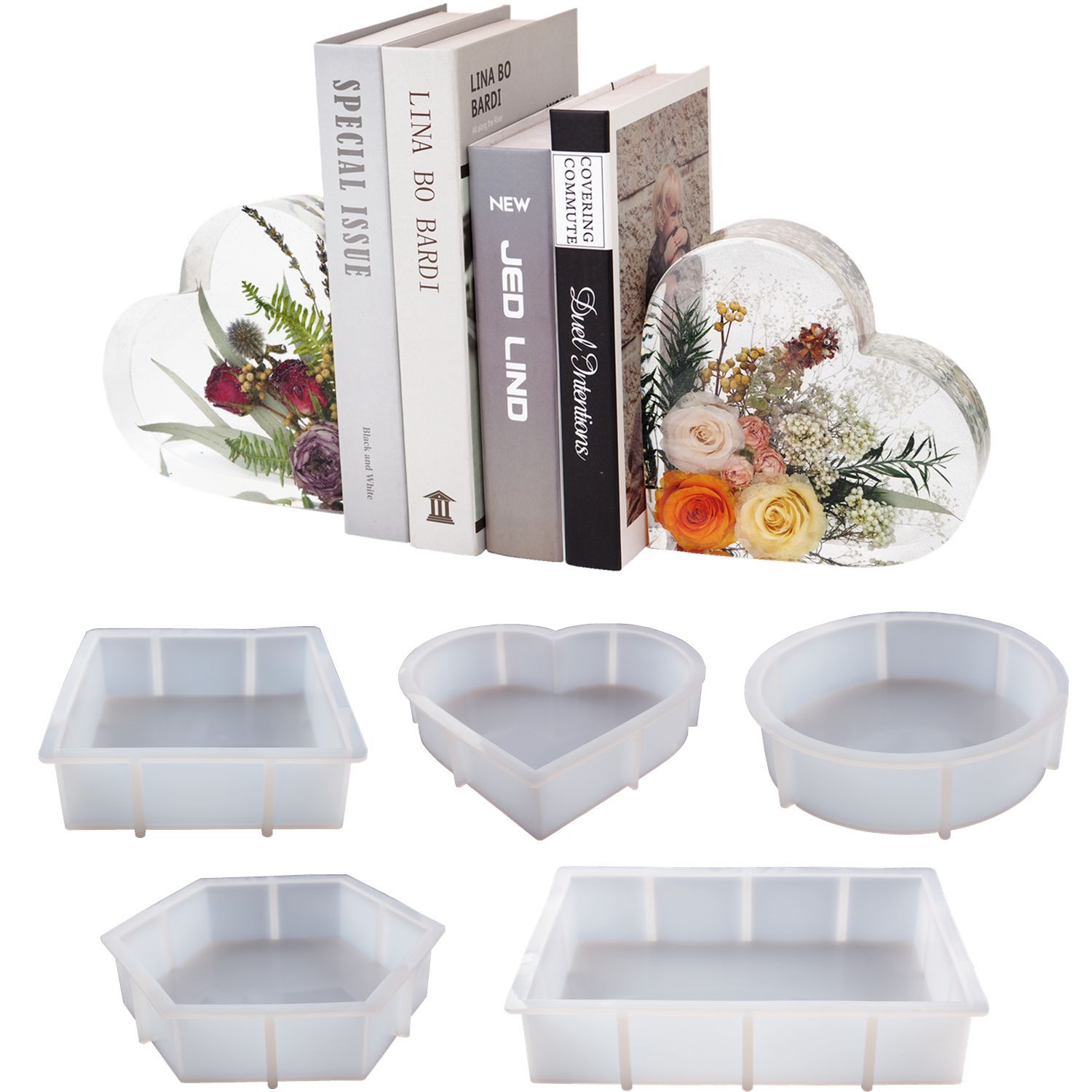 DIY geometría cubo grande espécimen amor resina epoxi molde redondo rectángulo espejo moldes de silicona para fundición de resina hacer decoración del hogar