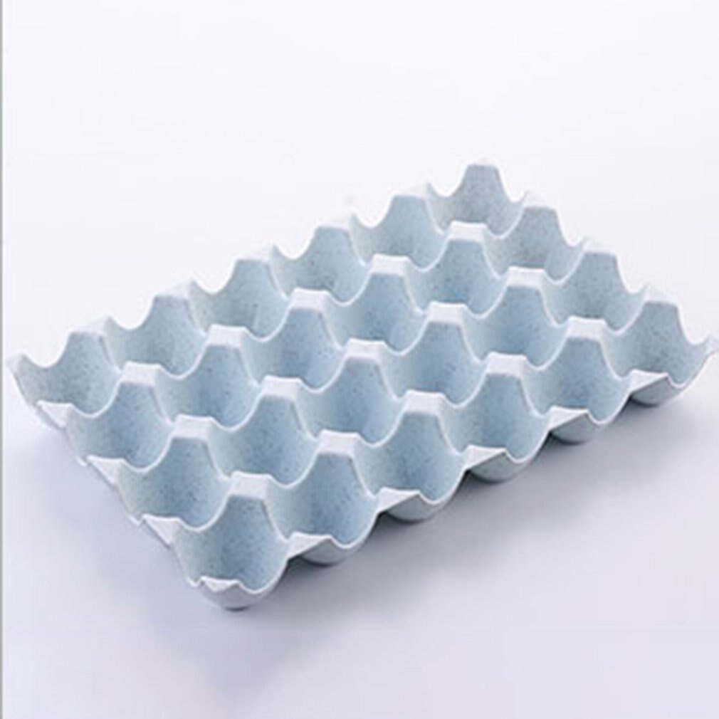 15/24 Grid Wheat Straw Egg Storage Box Refrigerator Stackable Egg Container Egg Dispenser Capacity Kitchen Storage Supplies: Blue 24