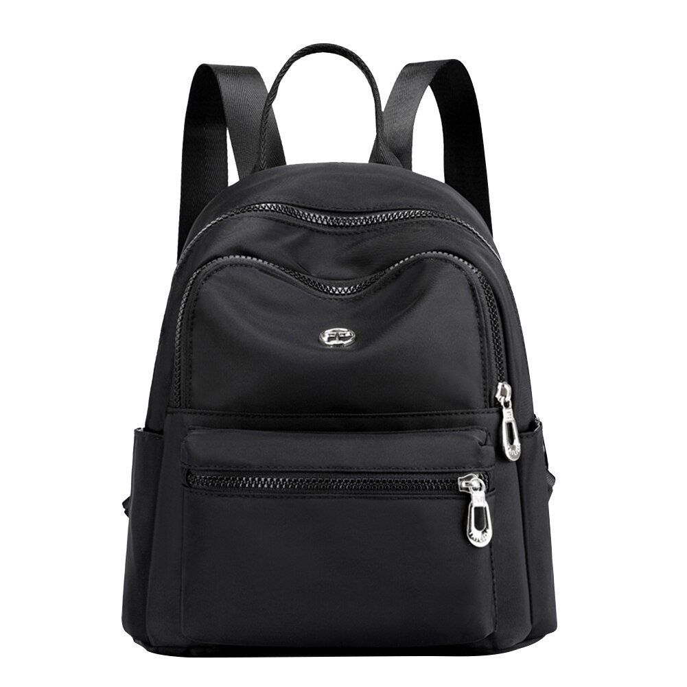 Décontracté en Nylon femmes école sac à dos étudiants filles imperméable à l'eau épaule livre sacs couleur unie quotidien voyage dames école sac à dos: Black