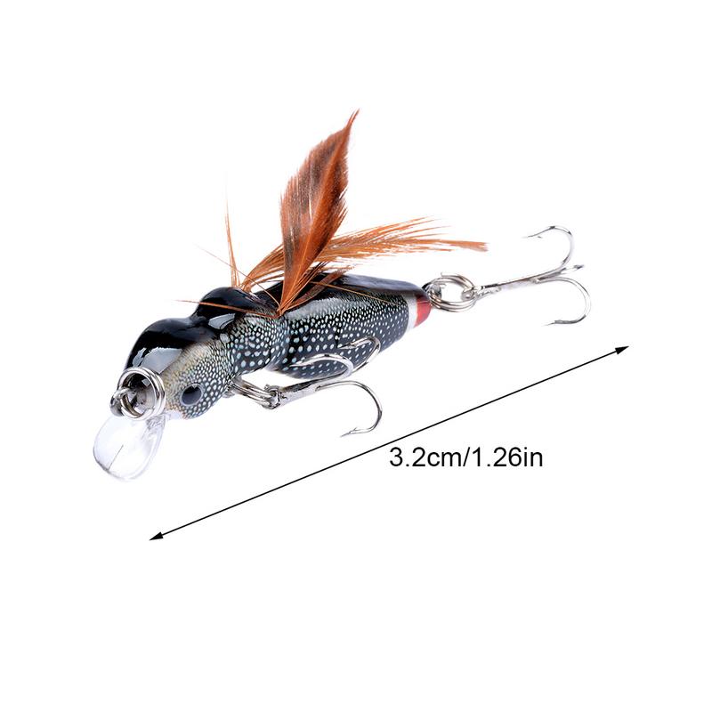 Fliege Bass Köder 5Stck Angeln Lockt Angeln Köder Fliege Popper Lockt Bass Poppers Fliege Bausatz Künstliche flexibel Köder Locken für Sunfish