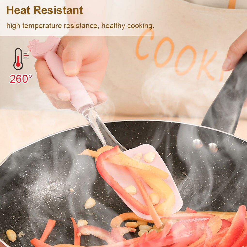 3Pcs Pink Silicone Cooking Utensils Spatula Egg Whisk Kit High Temperature Proof Scraper Frying Cookeware