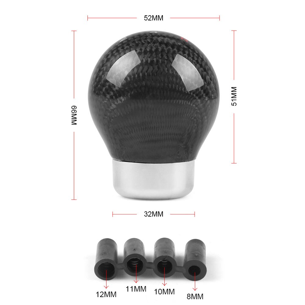 5 SPEED Shift Knob Manual/Automatic Car Real Carbon Fiber Ball Gear Shift Shifter Knob