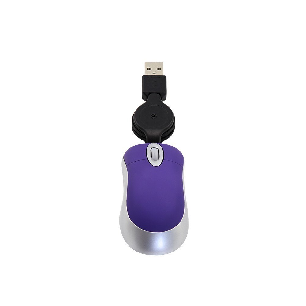 Mini Computer Mouse Retractable UB Cable Optical Ergonomic Small Wired Mause Portable 3D Office Mice For Kid Small Hand PC Mac: Purple