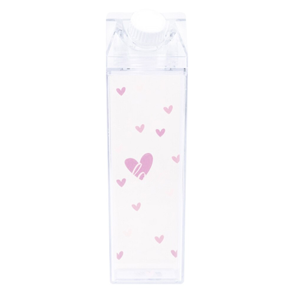 500ML Wasser Flasche BPA FREI Kunststoff Klar Milch Karton Kasten transparent draussen Sport Reise Saft Trinken Tasse: Herz