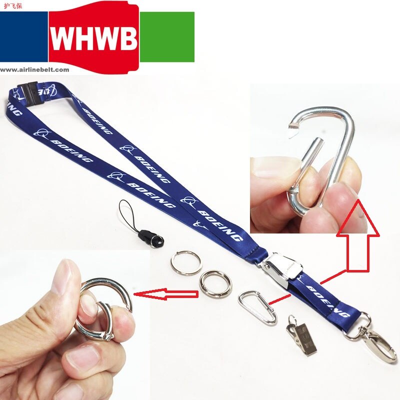 Porte-clés Airbus Boeing, corde de boucle d'avion, pour pilote, clip à fermoir à ressort, pour équipage porte-carte d'identité: B6-multi accessories