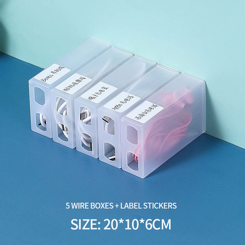 Desktop Data Line Separate Storage Box Small Storage Box Mobile Phone Charger Power Cable Headphone Cable Travel Organizer Case: 5 wire boxes