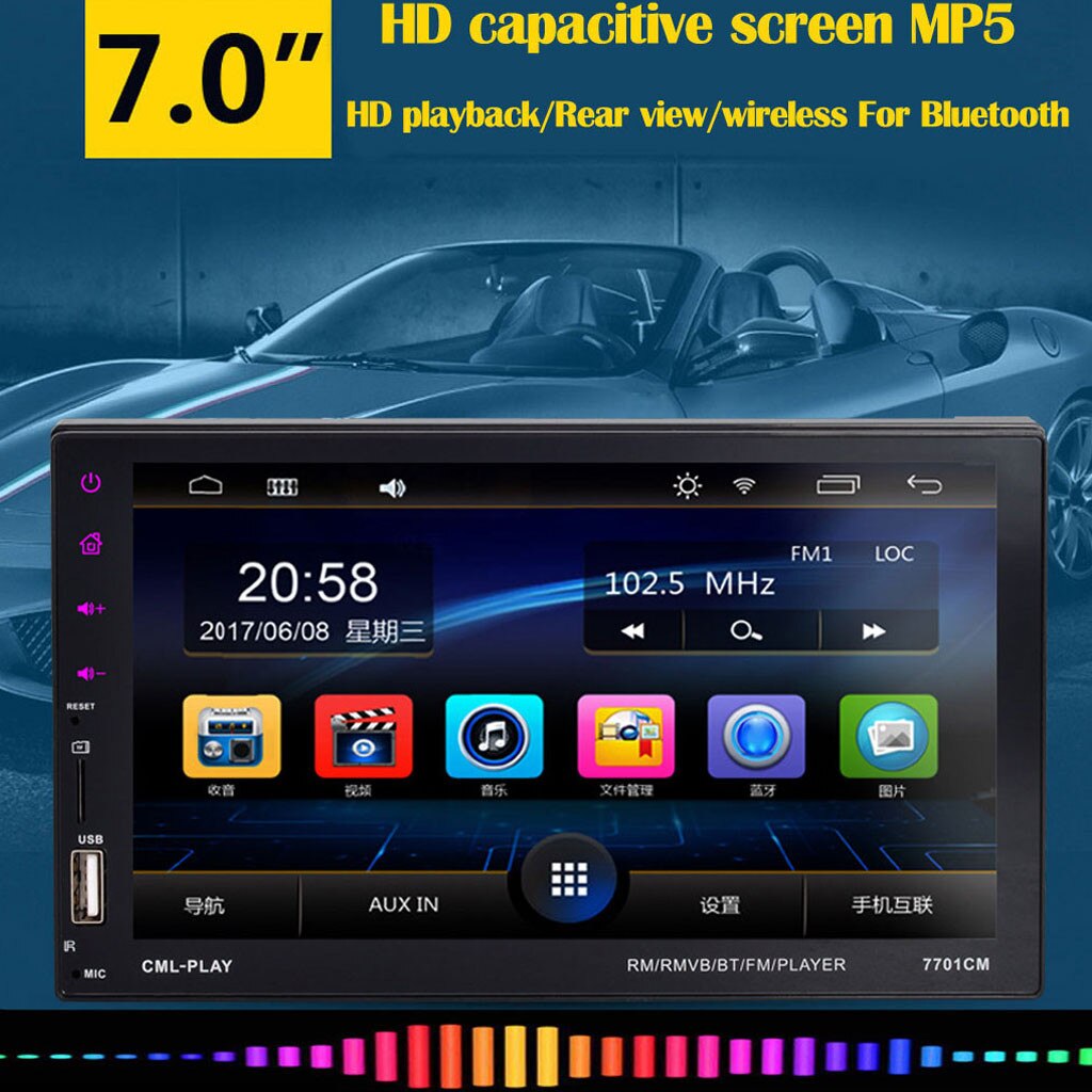Hands-free 7 Inch 1080p Car Mp5 Player Bt Aux Usb Tf Touchscreen Stereo Radio Hd With Digital Touch Screen No Gps Function #LR5