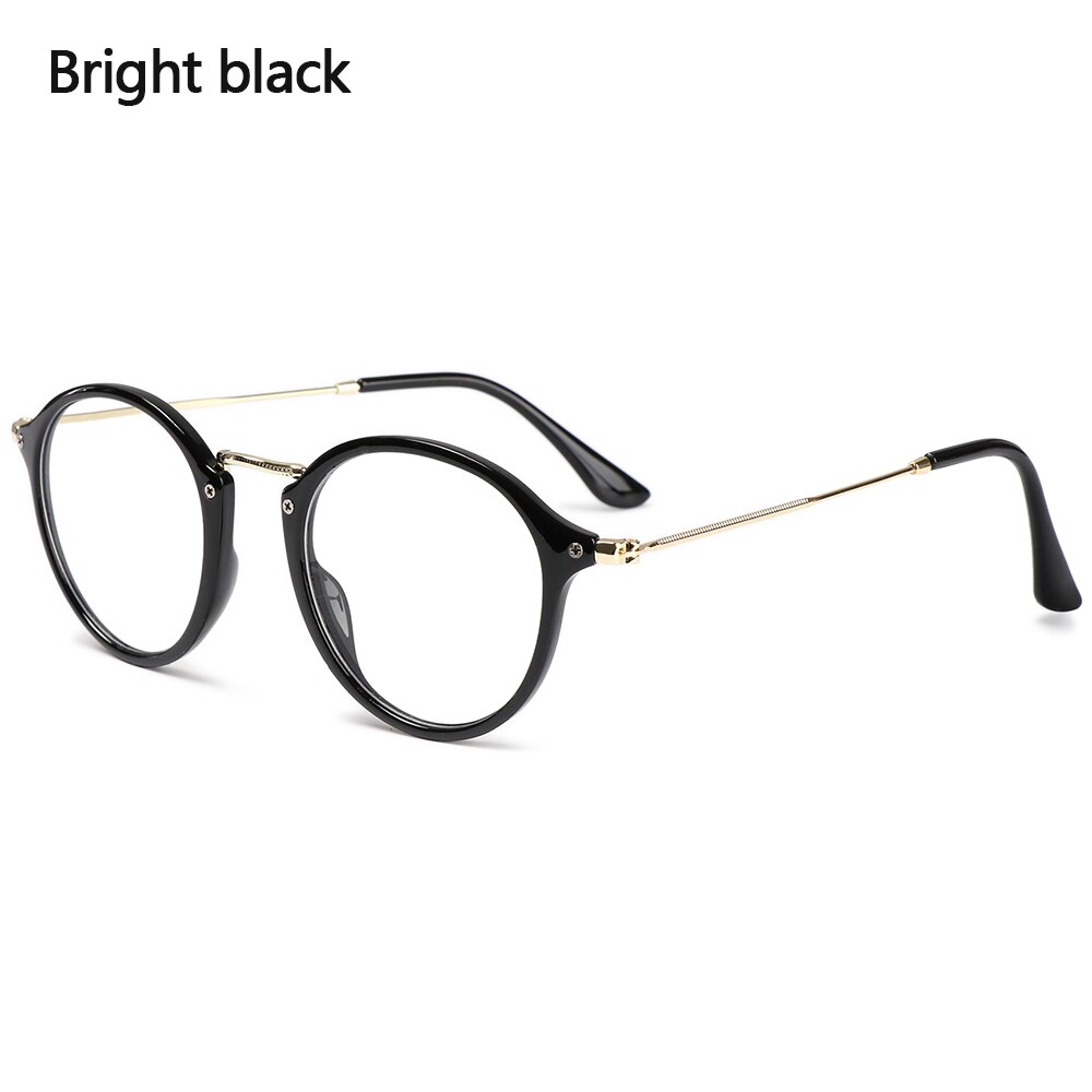 1pc optische brillen dames heren vintage ronde montuur metalen platte spiegel bril ultralichte flexibele bril: Type 2- helder zwart