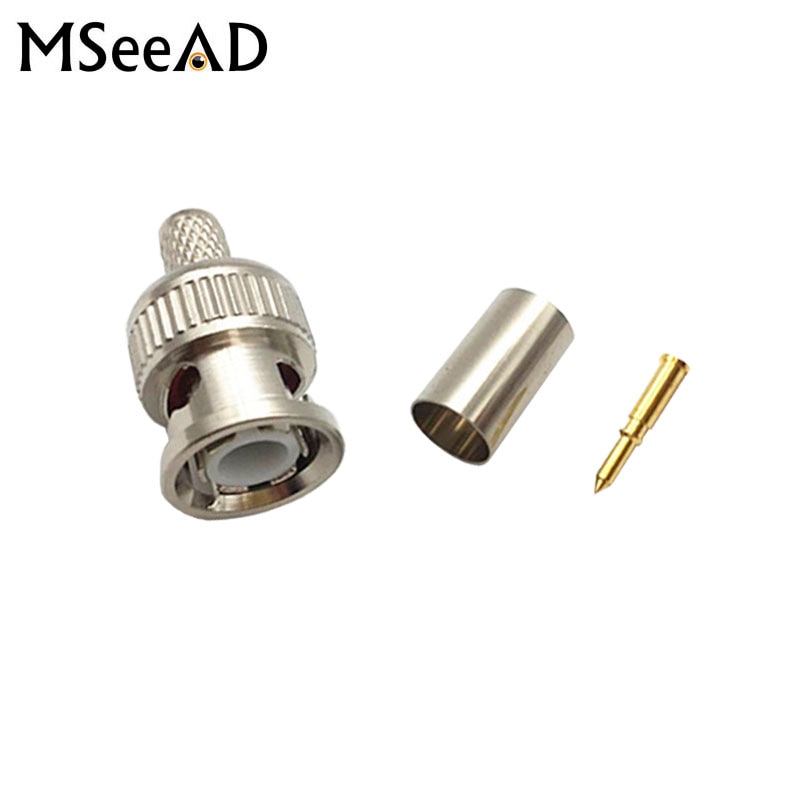 10Pcs 20pcs 50pcs 100pcs Crimp On BNC Male RG59 Coax Coaxial Connector Adapter Bnc Connector BNC Male 3-Piece Crimp