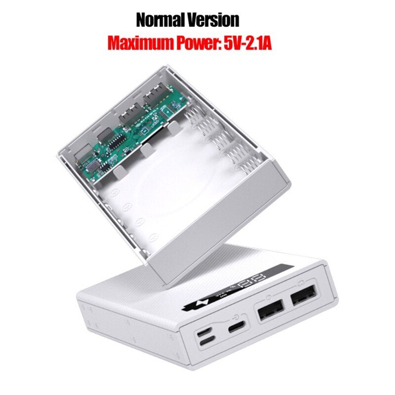 Detachable LCD Display DIY 5x18650 Battery Case Power Bank Shell Portable External Box without Battery Powerbank Protector: White
