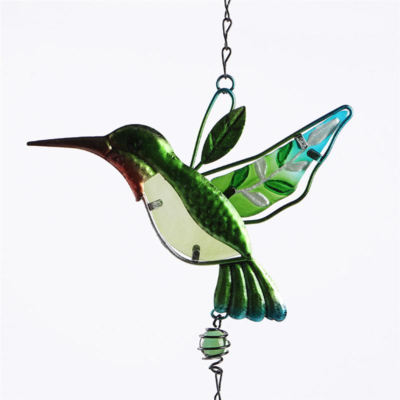 1PC Wind Spinner Glass Hummingbird Wind Chime Iron Tube Aeolian Bells Craft For Home Garden Decoration Carillon Jardin Vent