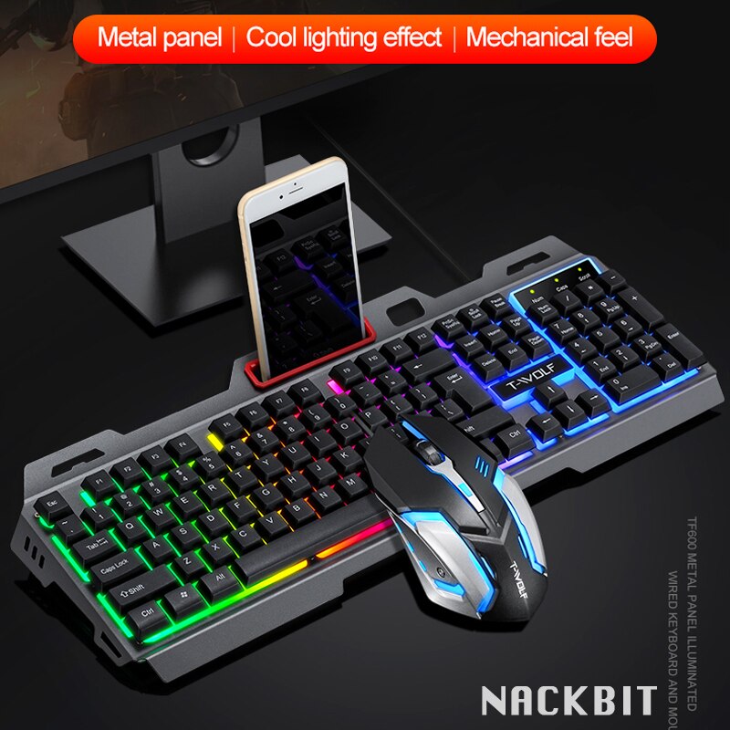 Gaming Toetsenbord En Muis Pc Rgb Backlit Toetsenbord Rubber Keycaps Bedraad Toetsenbord Muis Gamer Gaming Muis