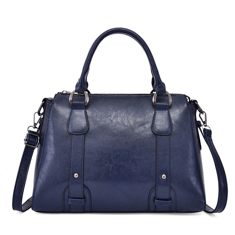 Marken-damen-schultertasche, damenhandtasche aus pu-leder, retro-umhängetasche, motorrad-umhängetasche: Blau