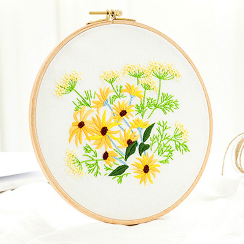 DIY Handmade Embroidery Set For Beginner Material Package Embroidery Embroidery Kit Flower Pattern Needlework Kits #2