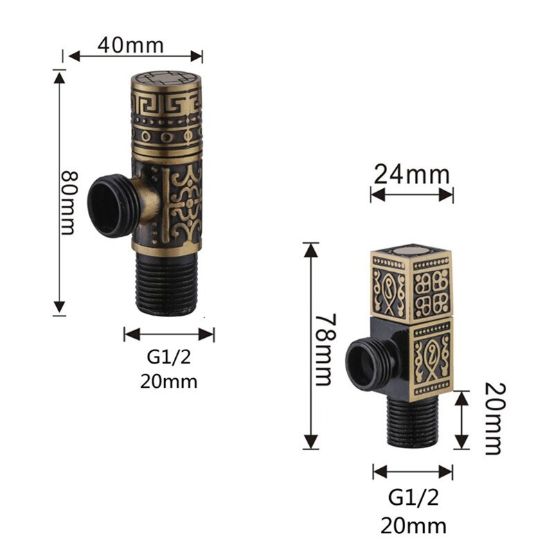 Carved Wall Mount Angle Valve Toilet valve kitchen Sink Taps Triangle valve Cold Mixer Accessories Standard G1/2 Threaded