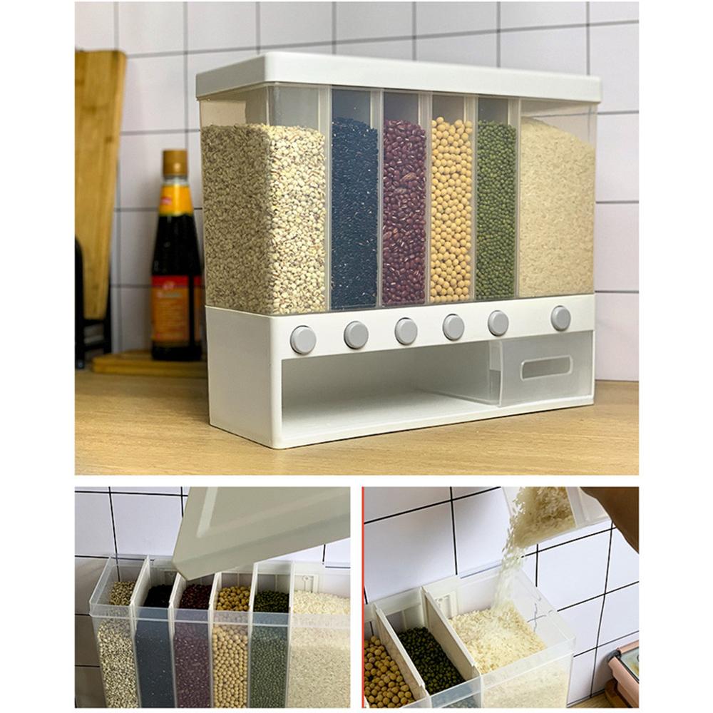 Vægmonteret presse korn dispenser tør mad bøjle køkken opbevaring organisere husholdning tør mad mad container arrangør
