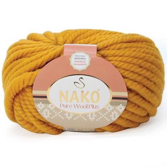 Wool Knitted Yarn - 16 Color Options - 30 Meters(100gr) - Knitting Yarn Ball - Nako Pure Wool Plus - Cardigans - Sweaters - Shawls - Beanie - Scarf - Berets - Poncho - Autumn - Winter - DIY: 10429