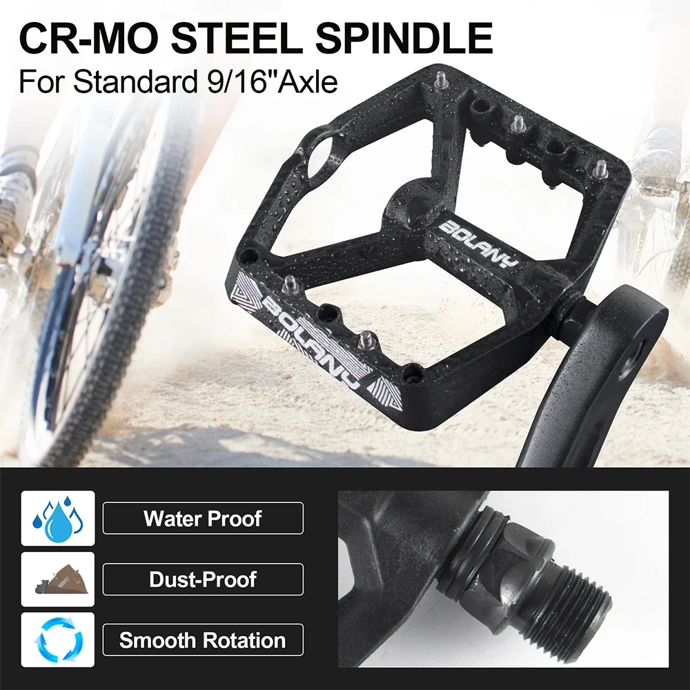 Pedales de bicicleta de nailon antideslizantes BOLANY con rodamiento, 10 clavijas, Pedal de lubricación ultraligero para bicicleta de montaña y carretera, accesorios para bicicleta