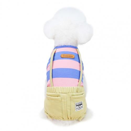 50% Sales! Pet Overall Stripe Soft Cotton Puppy Jumpsuit for Walking: Pink / 2XL