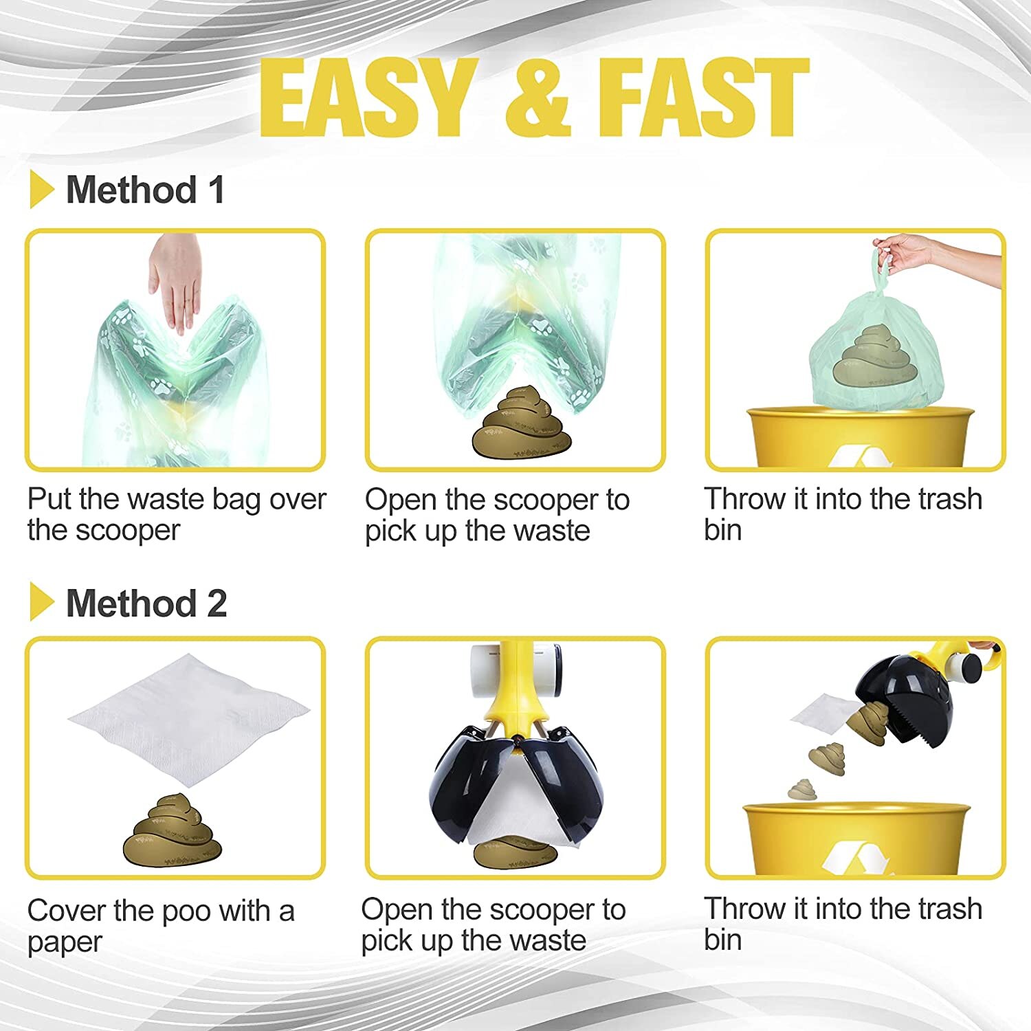 LVTUBANLV Pooper Schaufel für Hund Mittel Kleine Haustier Kacke Abfall wählen hoch Gestell Poo Abfall Entfernung robust Langlebig Nicht Zerbrechliche Pflücker