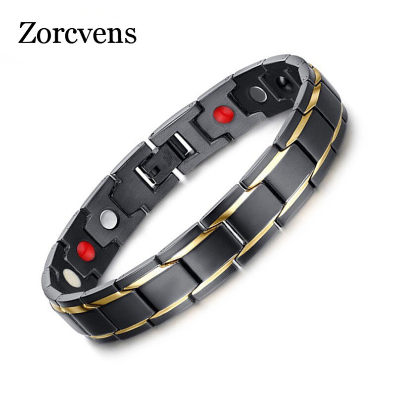 ZORCVENS Neue Männer Gesundheit Armbänder & Armreifen magnetisch Energie Edelstahl Charme Armbinde Schmuck Für Mann