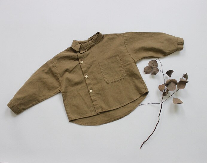 Lente Peuter Meisjes Jongens Blouse Caual Linnen Clothings Baby Boy Shirt: green / Tag 140