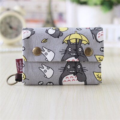Cute Three Layer Folded Manual Canvas Wallet Bag With Multi Card Holder Multifunction Coin Purse