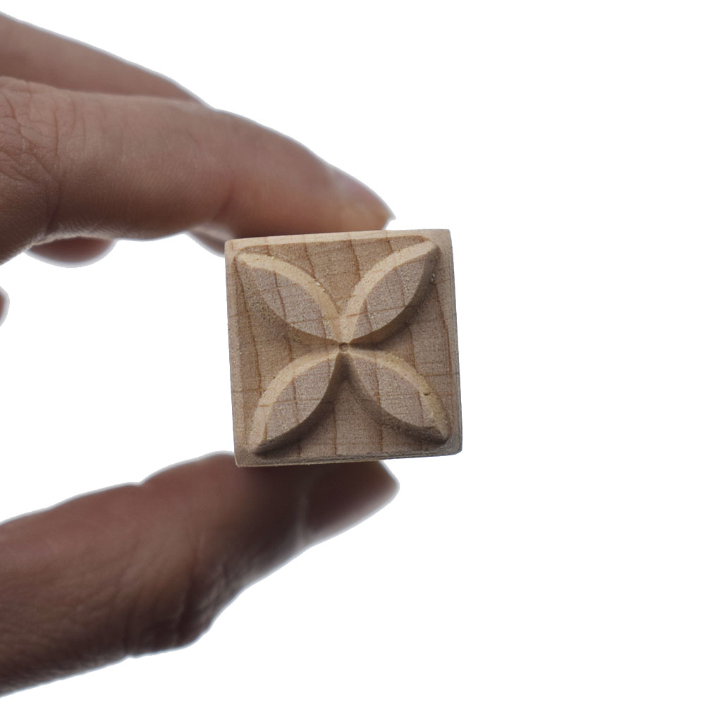 Sellos de madera tallados a mano para imprimir DIY, estampado de arcilla y cerámica, 4 pétalos de flor en relieve con textura, bloques cuadrados, herramientas para estampar arcilla