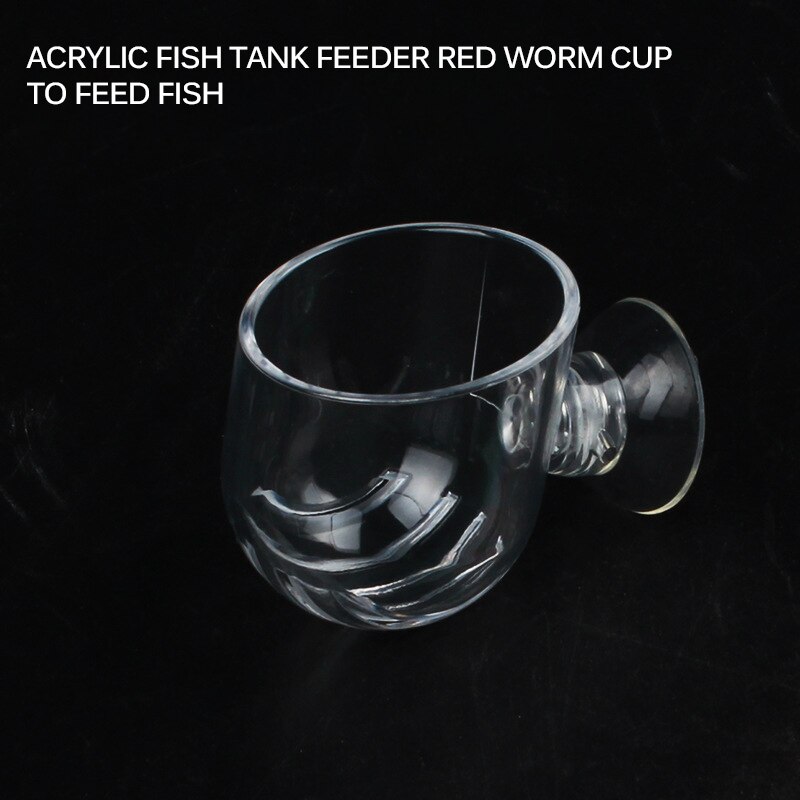 2pcs Aquarium Fish Tank Fish Feeder Glass Plant Cup Red Worm Feeding Suction Cup Food Container Aquarium Accessories