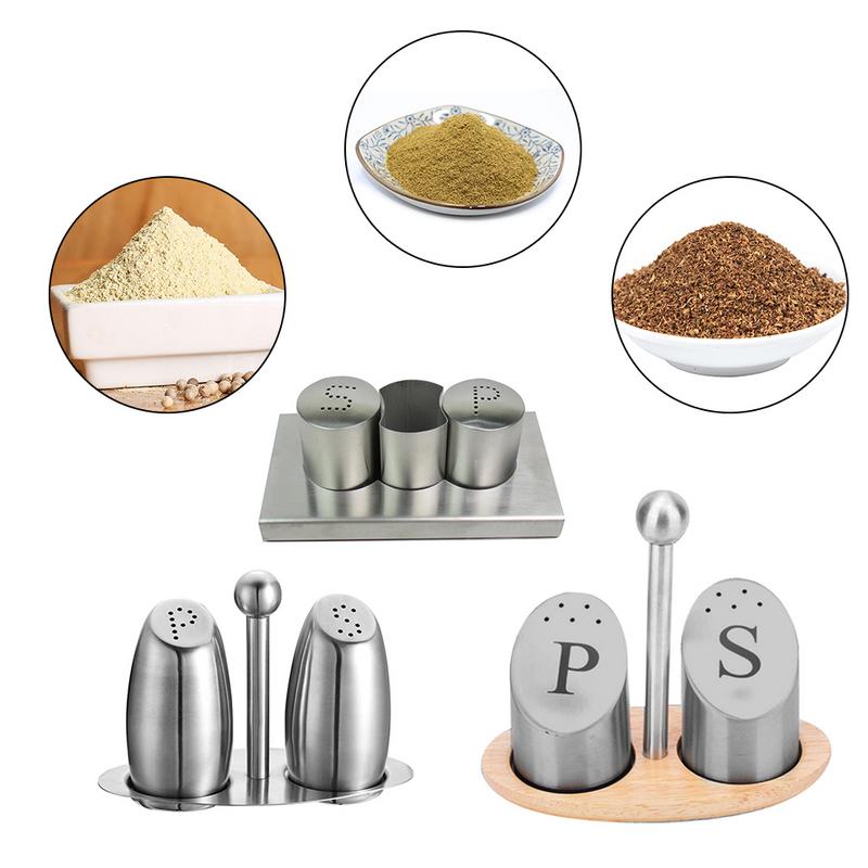 Stainless Steel Condiment Tank Salt Pepper Shaker Seasoning Set Bottle Seasoning Kitchen Jar