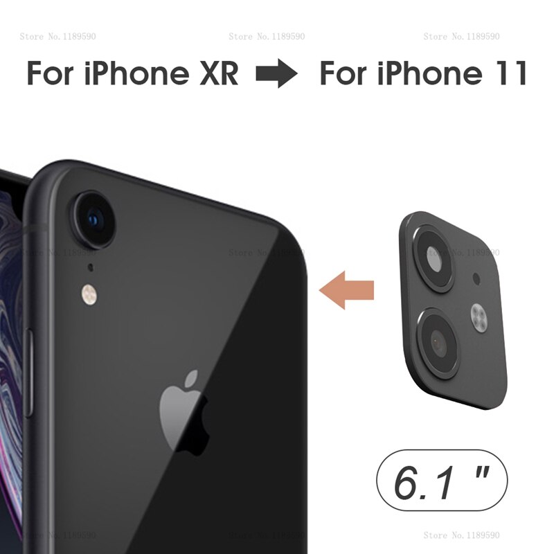 Voor iphone XR Seconden Veranderen Voor iphone 11 iphone 11 Camera Lens Screen Protector Tweede Generatie Lens Film Metalen Lens sticker: 6.1inch black