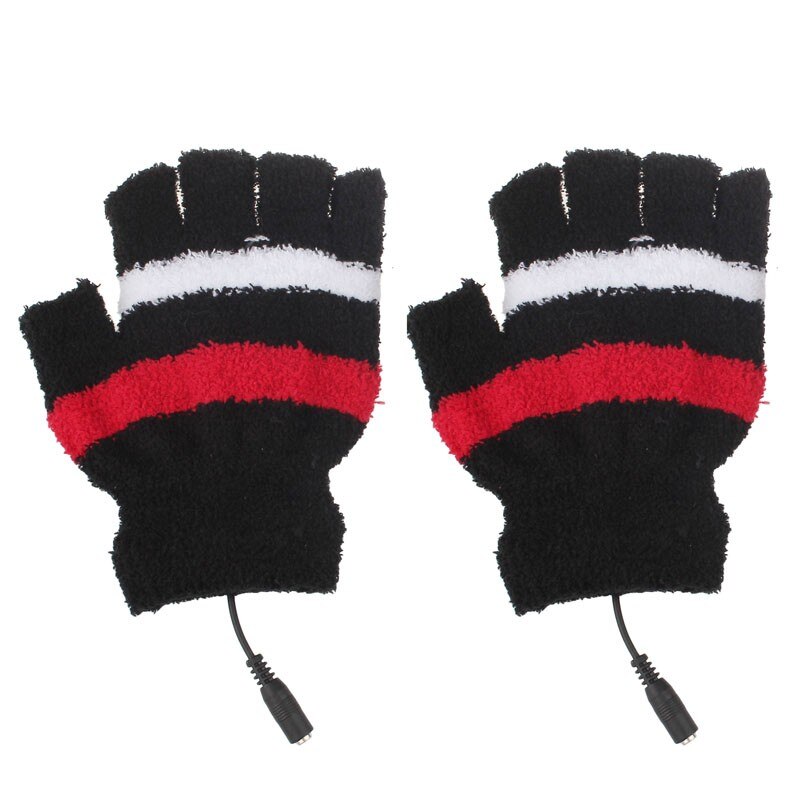 USB Heating Winter Hand Warm Gloves Heated Fingerless Warmer Mitten