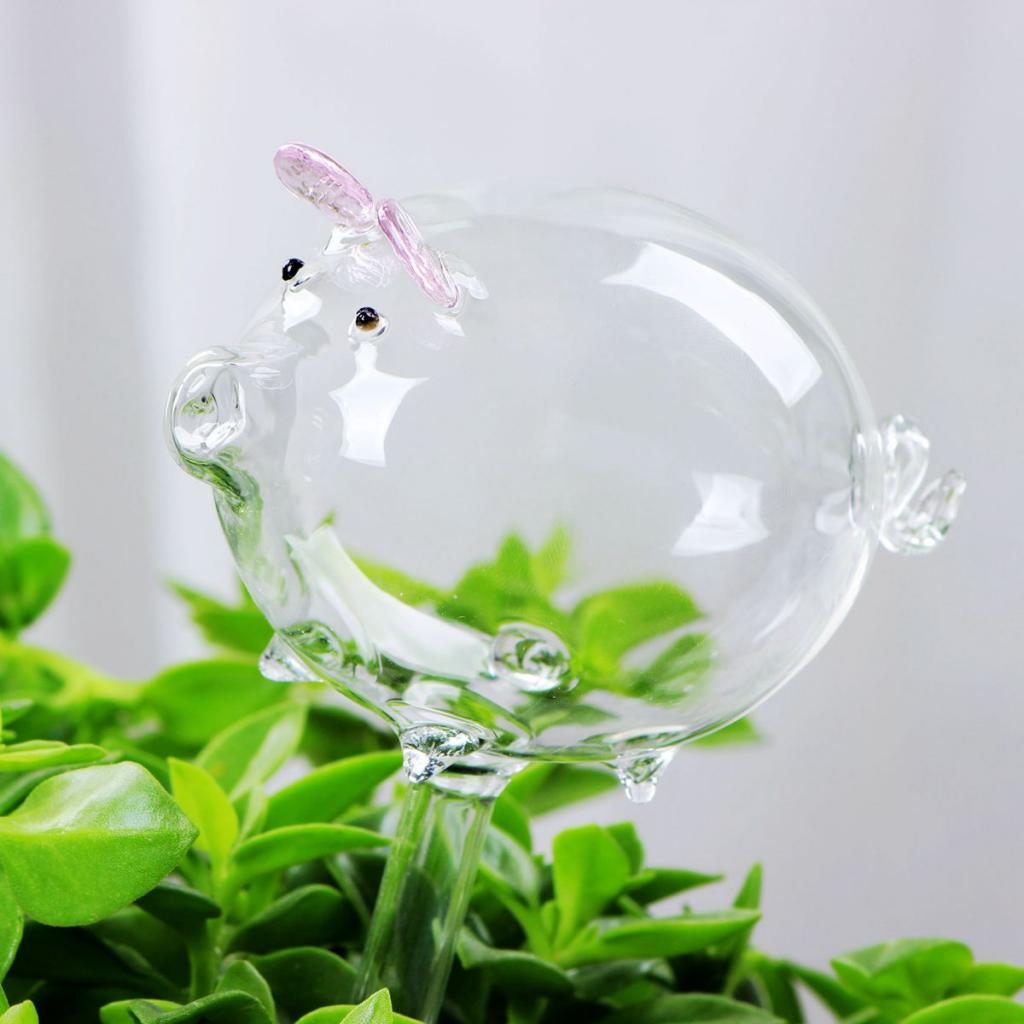 Waterer Self Watering Globes,Pig Shaped Mini Durable Glass Watering Bulbs