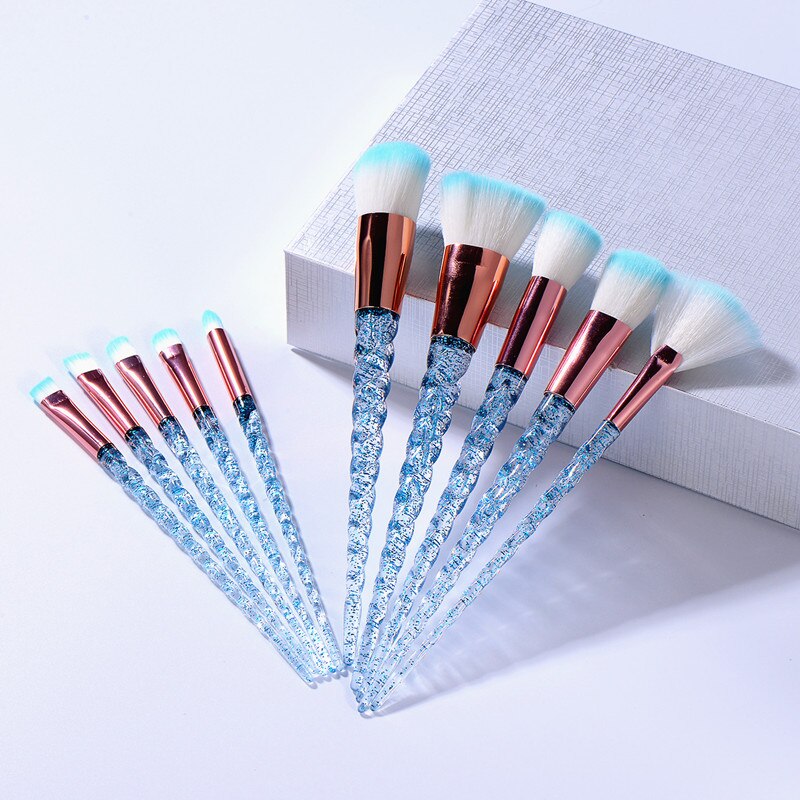 10Pcs Diamond Make-Up Kwasten Set Crystal Brush Powder Blush Foundation Oogschaduw Borstel Eenhoorn Make Up Kits Blending Brush: B