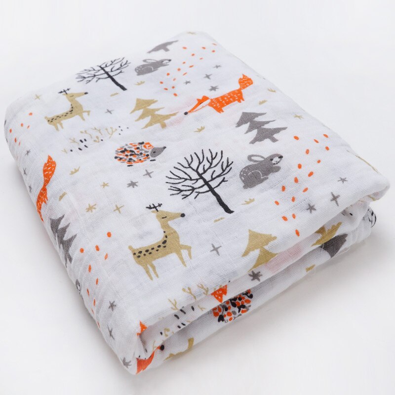 Fashionable Cotton Baby Blankets Newborn muslin Baby Swaddle Wrap Soft Infantil Receiving Blanket baby bed Stroller Accessories: The fox tree