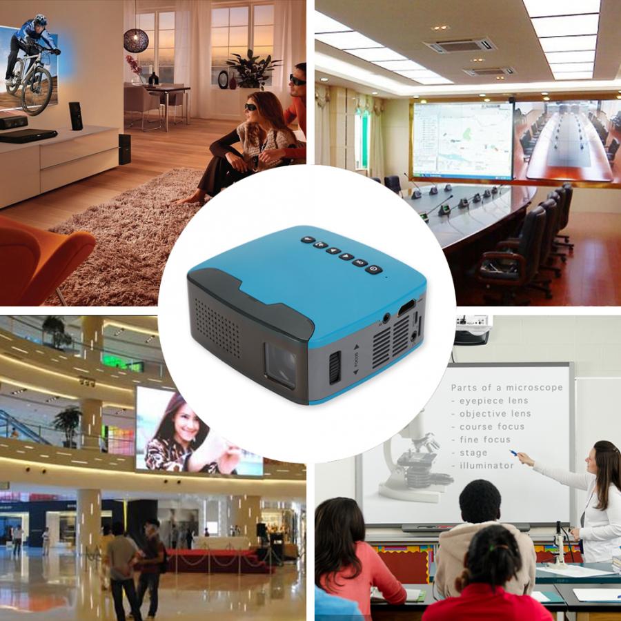 Micro LED Projector with Adjustable Built-in Lens 13ANSI Brightness Support AV / / USB / TF Input