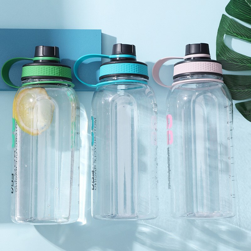 Høy kapasitet sport vannflaske direkte drikke eller halm frukt infusjonsflaske 1200ml bærbar lekkasjesikker gourde plast drikkevarer