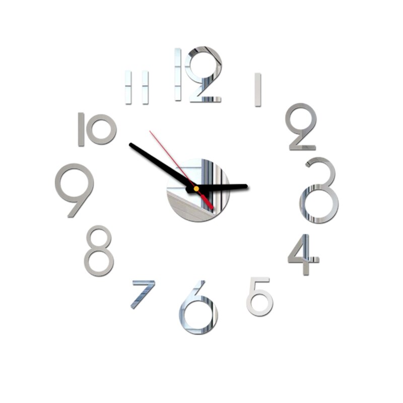 Meilleure 3D grand acrylique miroir horloge murale bricolage Quartz montre nature morte horloge moderne décoration de la maison salon autocollant: C / 14inch