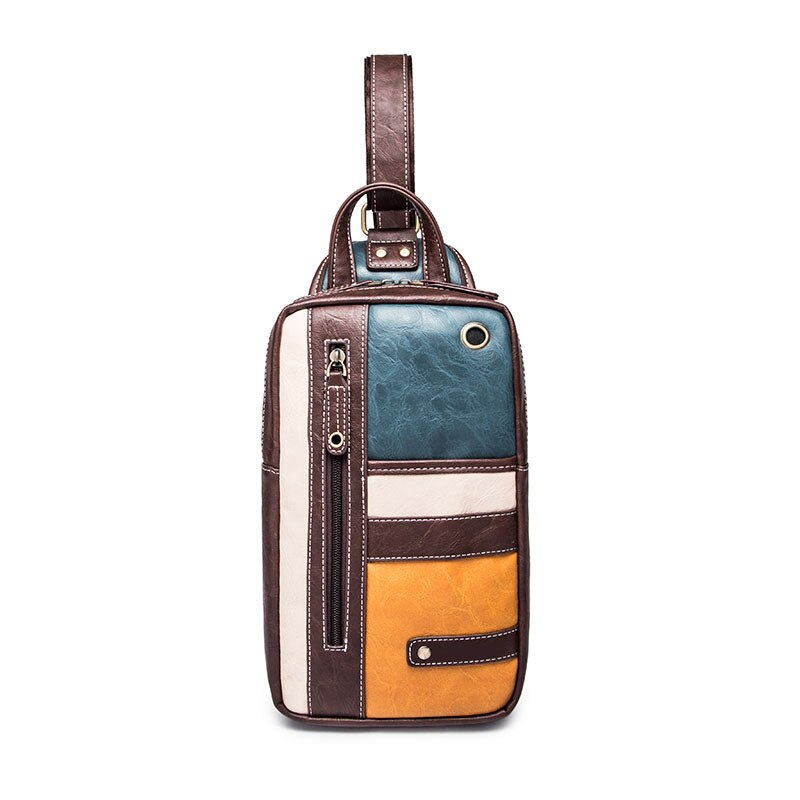 Saco de peito à prova dwaterproof água sacos de desporto ao ar livre para homens retro sacos de plutônio zíper sling saco de alta capacidade crossbody sacos de viagem tendência novo: Default Title