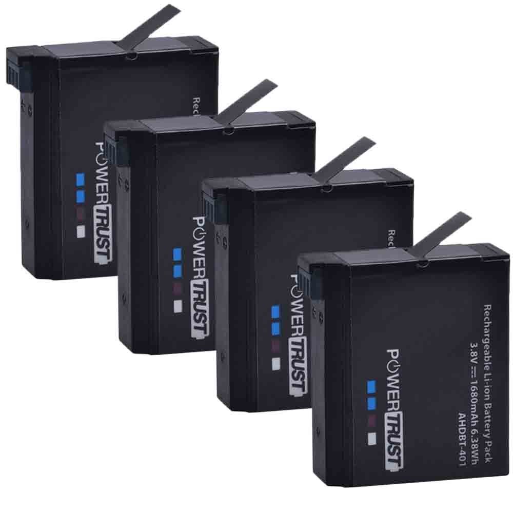 Powertrust 4 Stuks 3.8V Ahdbt 401 1680Mah Voor Go Pro AHDBT-401 AHDBT401 Li-Ion Digitale Camera Batterij Voor Gopro 4 Hd Hero 4 Hero4: 4B