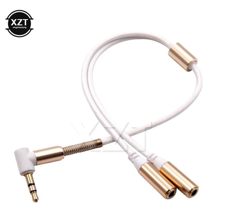 3,5 mm 1 do 2 Audio Aux Y Rozgałęźnik kabla Adapter męski do podwójnego żeńskiego złotego złącza 3,5 Jack do słuchawek Akcesoria do słuchawek: WHITE
