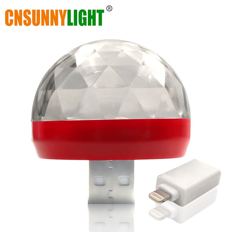 Cnsunnylight mini led auto decoratieve interieur neonlampen usb sfeerlicht dj rgb kleurrijke muzieklamp disco feest autostyling: Rode appelstekker