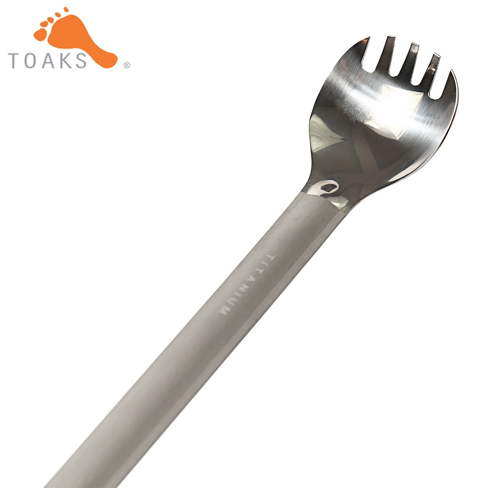 TOAKS SLV-14 Titanium Lange Handvat Spork met Gepolijst Kom Outdoor Picknick en Huishoudelijke Tweeërlei Gebruik Servies Lepel 220mm 19g